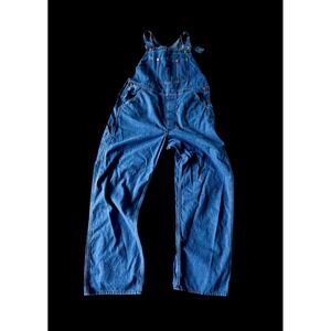 Vintage 70s Sears Roebuck Denim Bib Overalls Union Made USA Workwear Sz 38x29